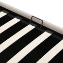 Full Size Sleigh Bed with Side-Tilt Hydraulic Storage System, Linen Upholstery, Beige