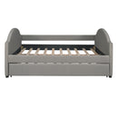 Full size Upholstered Daybed with Twin Size Trundle, Wood Slat Support, Gray(OLD SKU :LP000118AAE)