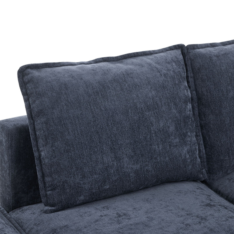 U-Shaped Sectional Modular Sofa With A Movable Ottoman, A Coffee Table With Hidden Charging Devices For Living Room