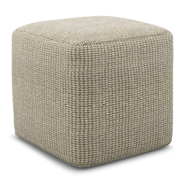 Zelma - Square Woven Outdoor / Indoor Pouf - Cream / Natural