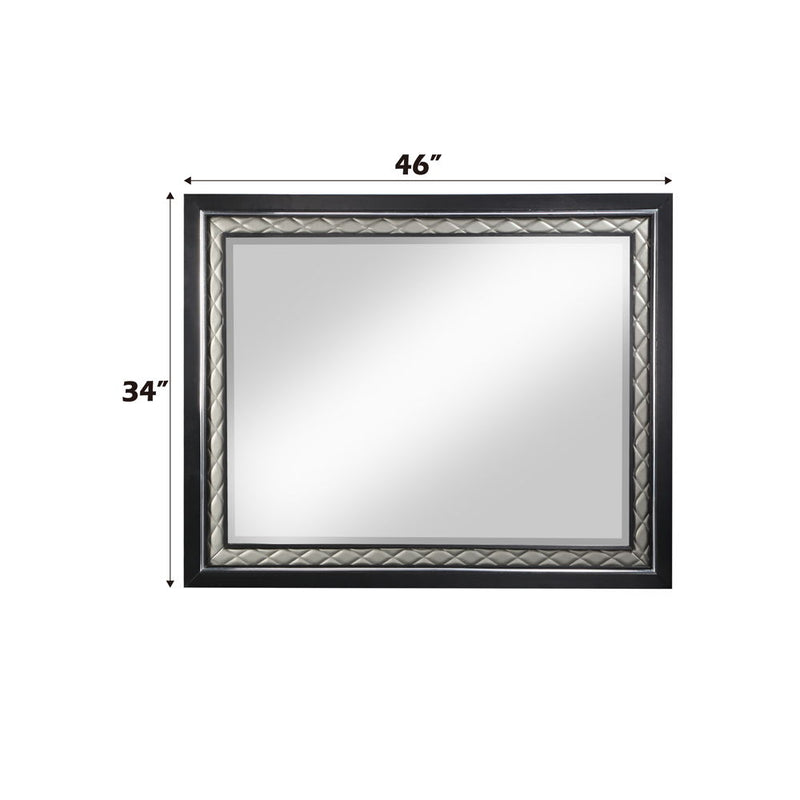 Nicola - Mirror - Silver PU & Black Finish