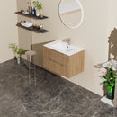 30" Wall Mounted Bathroom Vanity With Sink, Soft Close System, And Spacious Drawers - Walnut