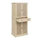 4 Door Storage Cabinet With 1 Drawer And 4 Adjustable Inner Shelves - Natural