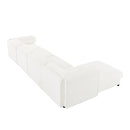 Contemporary Elegant White Chenille Sofa With Storage And Ottoman