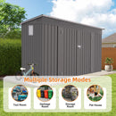 Outdoor Storage Shed 4 X 9 Ft With Sloping Roof And Vents For Garden And Patio - Gray