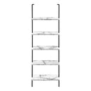 Bookshelf, Bookcase, Etagere, Ladder, 5 Tier, For Office, Marble Look Contemporary & Modern