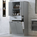 Modern Bathroom Storage Cabinet With Two Laundry Baskets, One Drawer, Adjustable Shelf