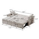 3 In 1 Convertible Sleeper Sofa Bed, Reclining Backrest, Pillows, Pockets