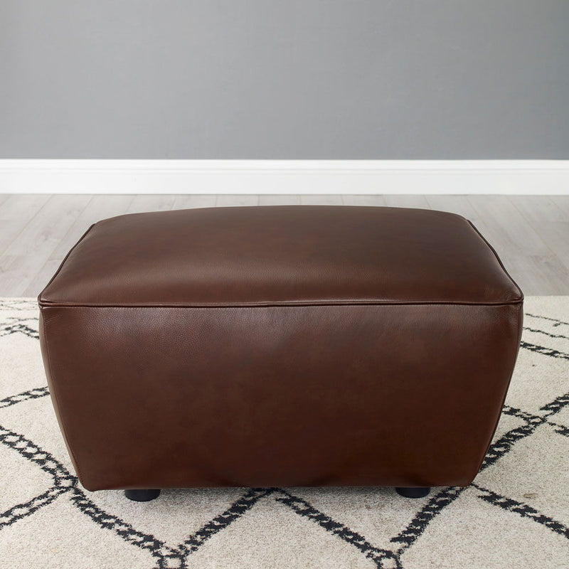 Avalon - Leather Ottoman - Raisin