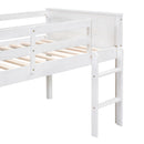 Wood Twin Size Loft Bed with Hanging Clothes Racks, White