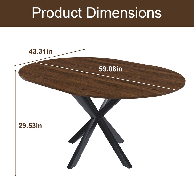 Retractable Dining Table, Round Extendable 6 Person Table - Walnut