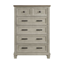 Farmington - 5 Drawer Chest - Medium Brown / Washed Stone