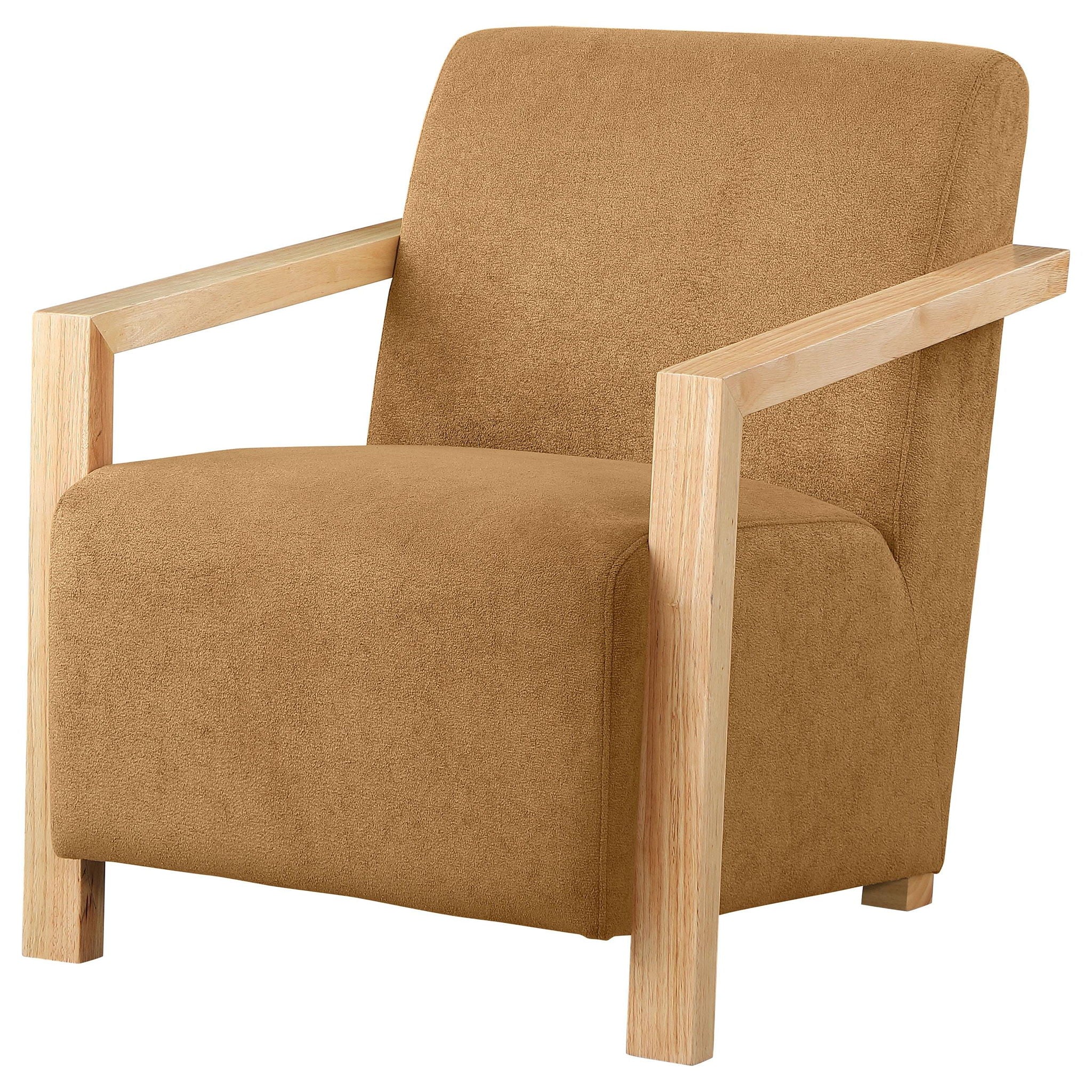 Diego Upholstered Accent Arm Chair with Wood Arms Honey - Atlantic Fine Furniture Melbourne FL