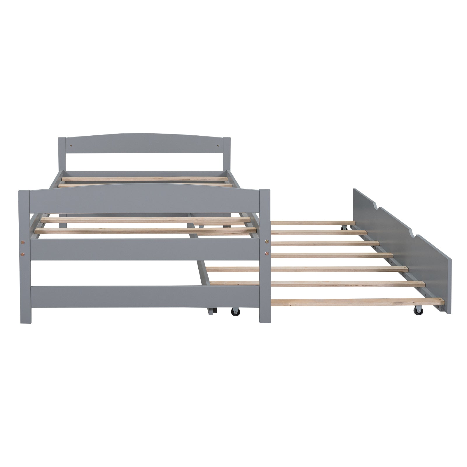 Twin Size Platform Bed with Twin Size Trundle, Gray - Atlantic Fine Furniture Melbourne FL