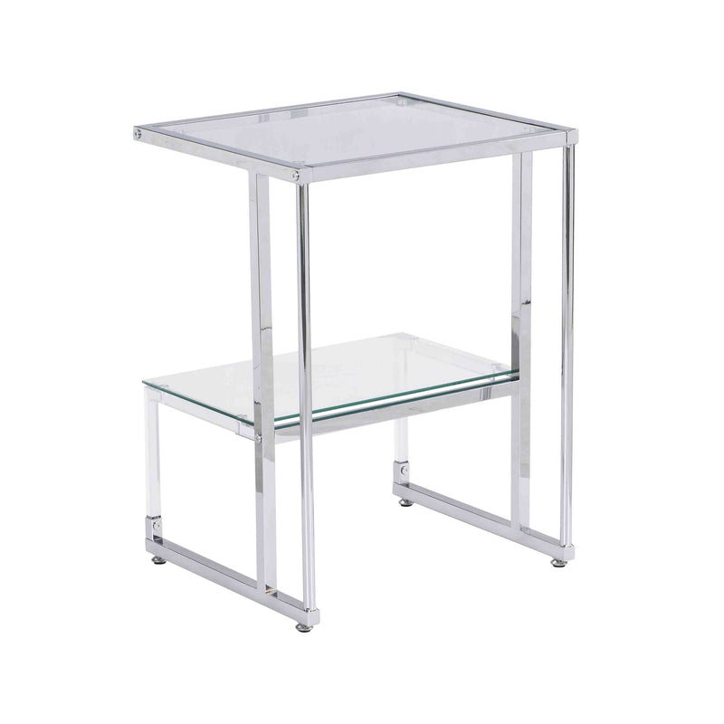 2 Tier Acrylic Glass End Table For Living Room