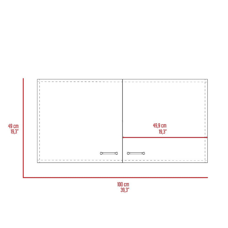 Wall Cabinet Two Doors, Two Internal Shelves - White / Light Gray