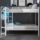 Bunk Bed With Storage Mesh Shelves, Clothes Hooks, LED Light