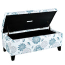 Luxury Storage Ottoman With Floral Patterned Fabric, Soft-Close Hinges, Multi Functional
