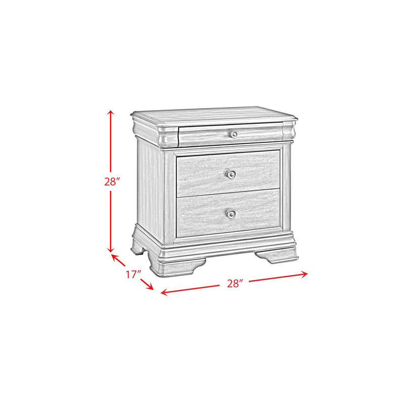 Phillipe - 3-Drawer Nightstand With USB - Cherry