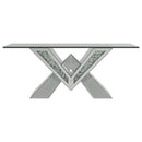 Taffeta - Glass Top Mirrored Acrylic Table