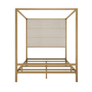 Modern Canopy Bed With Tall Upholstered Headboard