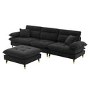 L Shaped Convertible Sectional Sofa 4 Seat Tufted Couch Set With Two Tone Adjust Legs Cloud Movable Ottoman