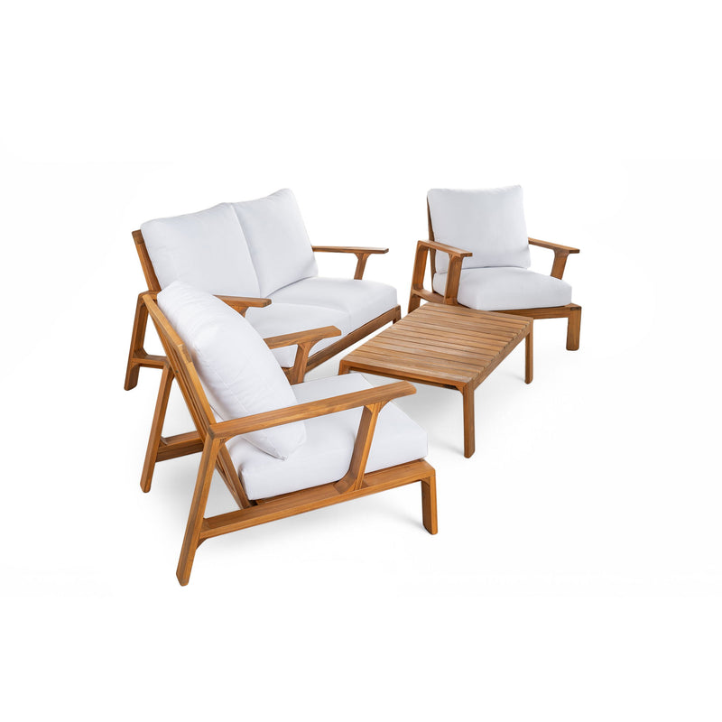 4 Piece Outdoor Sofa Set With Cushions And Coffee Table