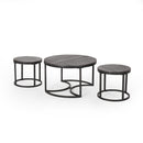 Icebergs - 3 Piece Coffee Table Set With Wood Top And Iron Base - Black / Gray