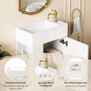 Floating Bathroom Vanity With Resin Basin, Left Side Storage - White