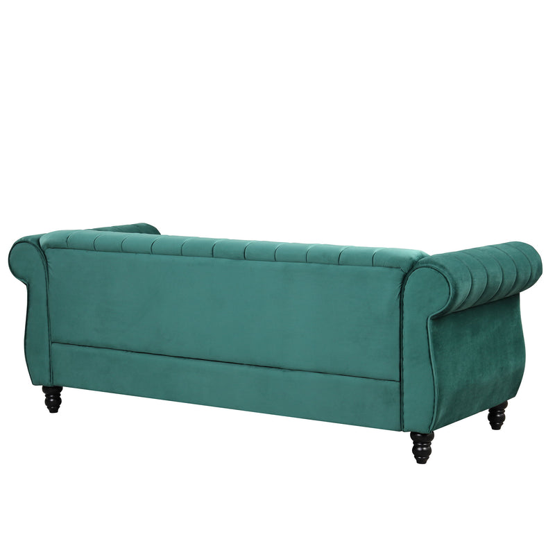 Modern Sofa Dutch Fluff Upholstered Sofa & Solid Wood Legs, Buttoned Tufted Backrest