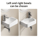 Wall Mounted Rectangle Vessel Sink With Faucet & Drain - Milk White