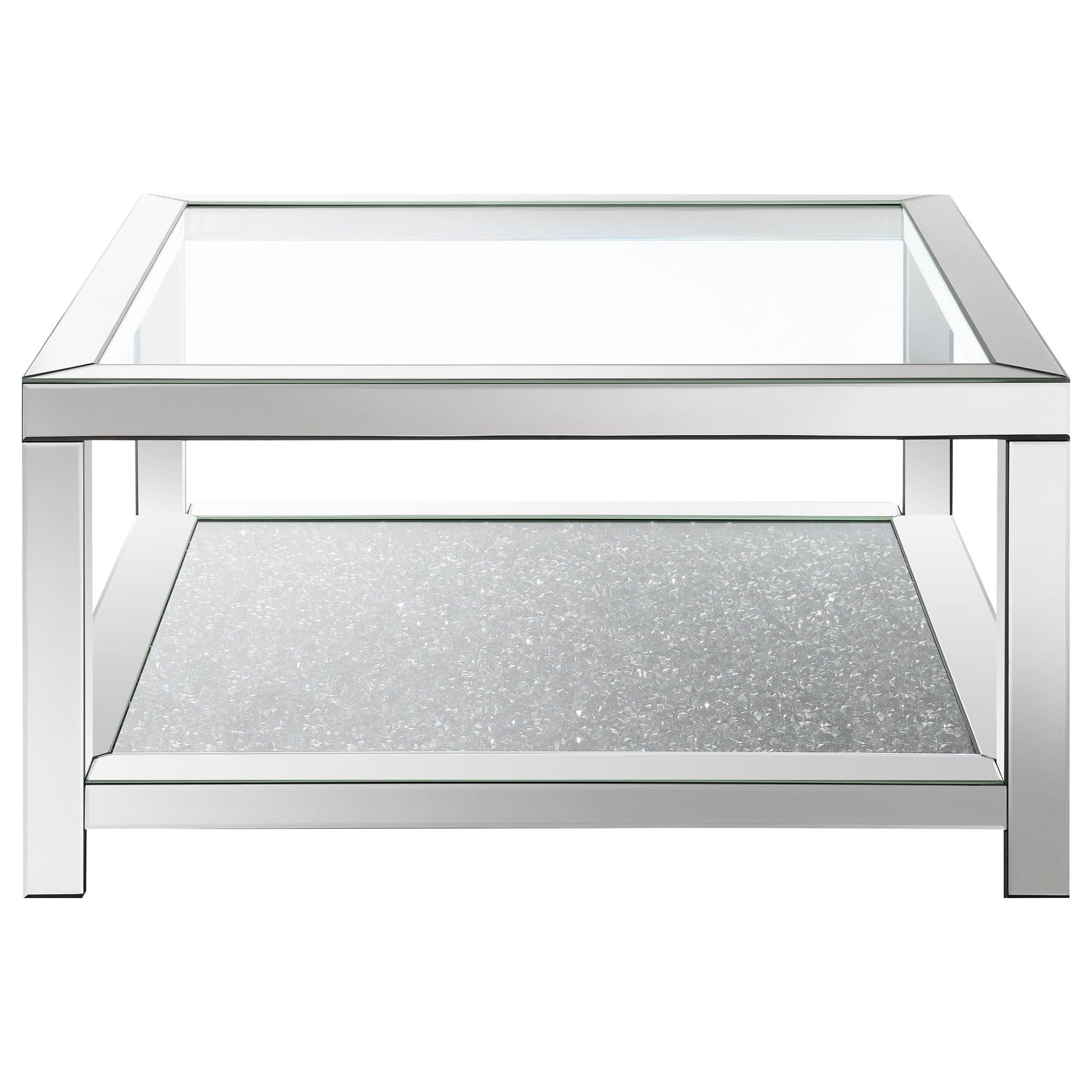 Valentina 2-piece Mirrored Coffee and End Table Set Silver