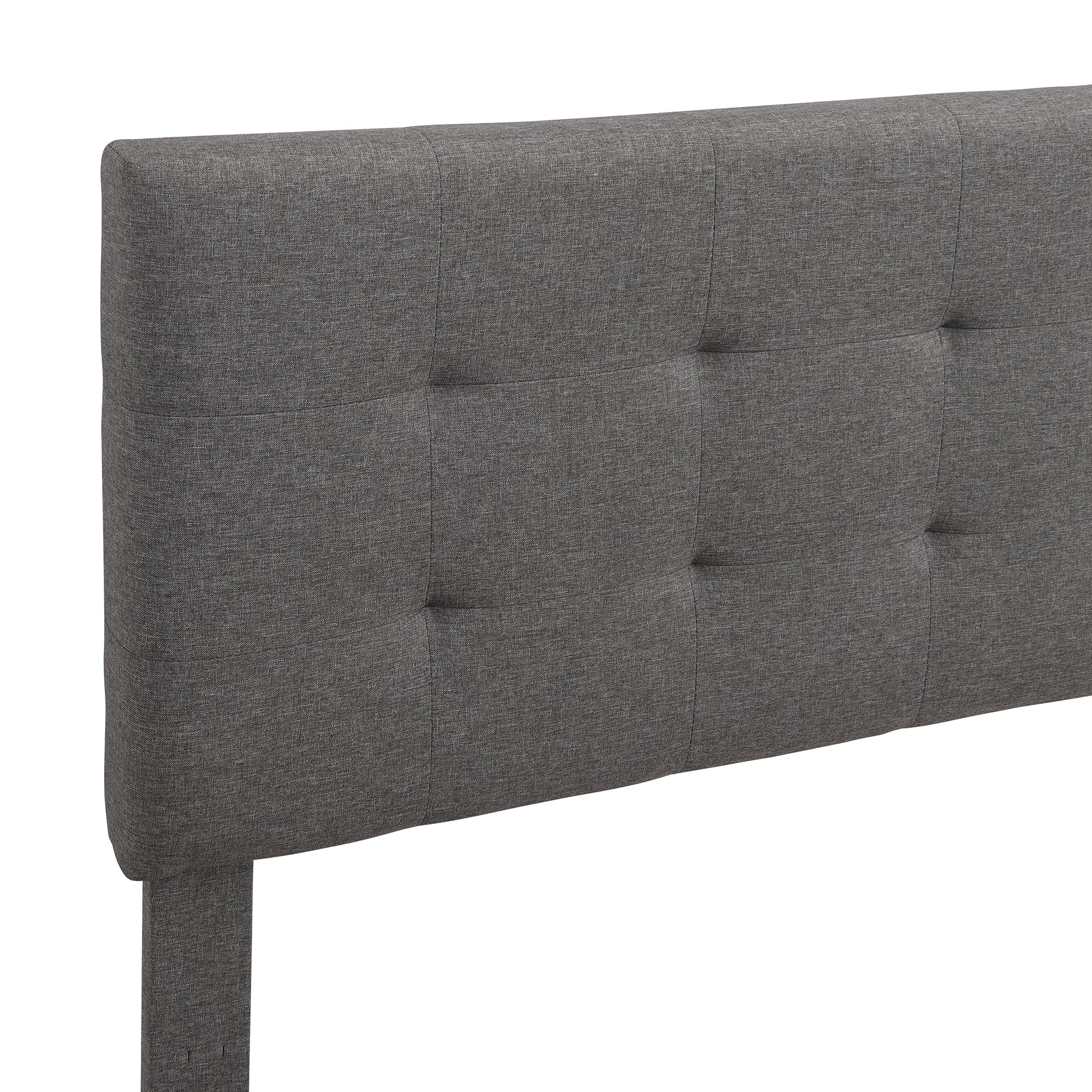 Upholstered Platform Bed with Tufted Headboard, Box Spring Needed, Gray Linen Fabric, Queen Size - Atlantic Fine Furniture Melbourne FL