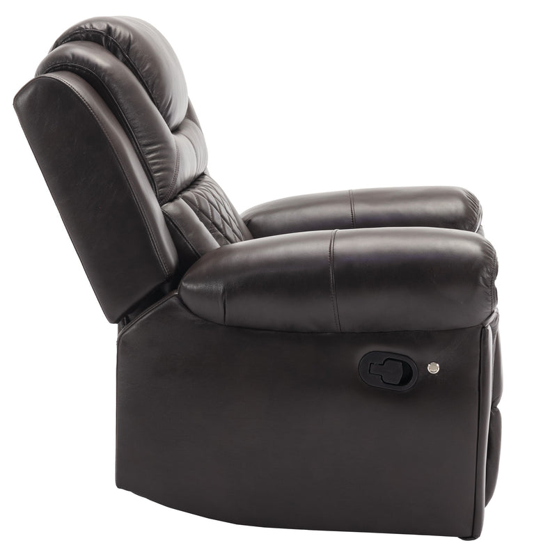 3 Pieces Recliner Sofa Sets Home Theater Seating Manual Recliner Chair With Center Console And LED Light Strip For Living Room