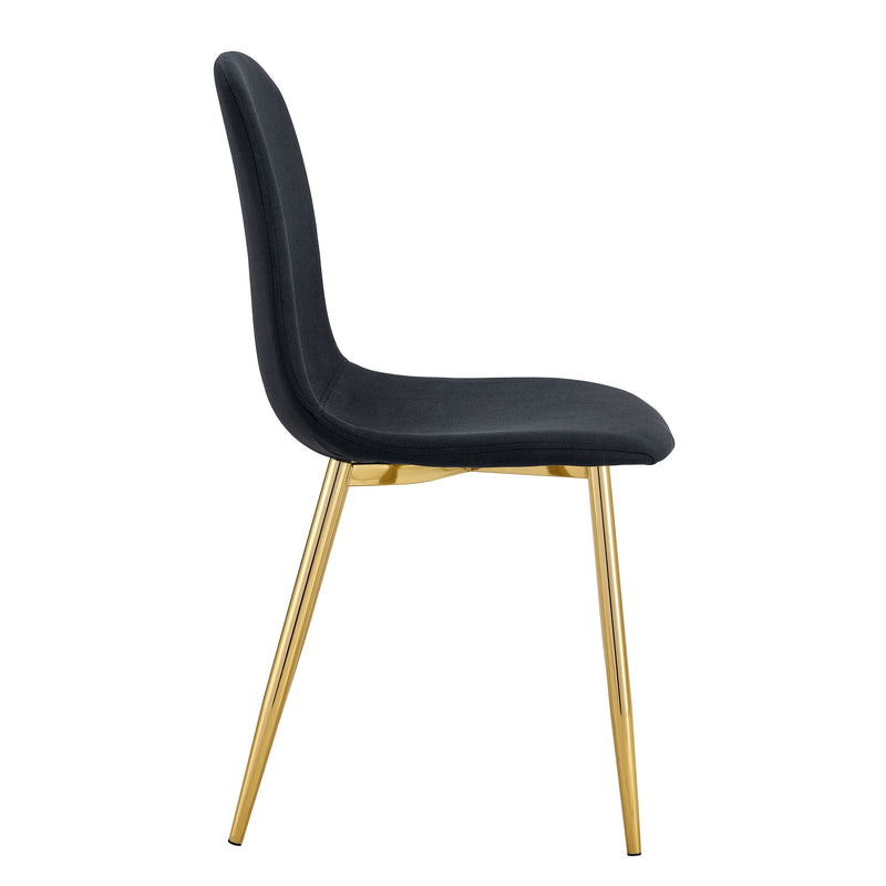 Luxury Simple Chair (Set of 4) Linen Cotton High Resilience Dining Chair With Metal en Legs - Black / Gold