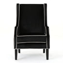 Elegant Velvet Club Chair With Tonal Piping