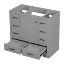 36" Bathroom Vanity Without Sink, Cabinet Base Only, 6 Drawers, Multi Functional Drawer Divider, Adjustable Shelf - Gray