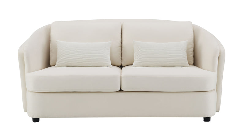 Mariko - Linen Loveseat With 2 Toss Pillows - Beige