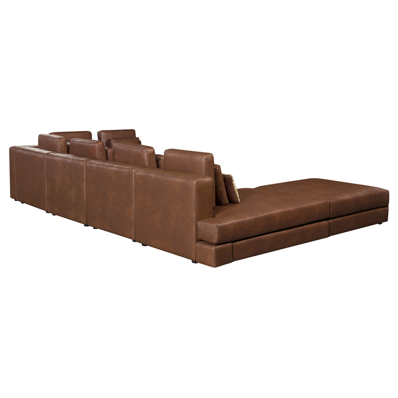 112.7" Modular Sectional Sofa Corner Sofa Chaise Lounge with Movable Ottoman for Living Room, Brown