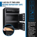 Digital Keypad 2 Lock Depository Safe 1 6 2 Cubic Ft - Black