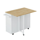 Kitchen Island Cart With 2 Door Cabinet, 2 Drawers, Spice Rack, Towel Holder, Wine Rack, And Foldable Top - White