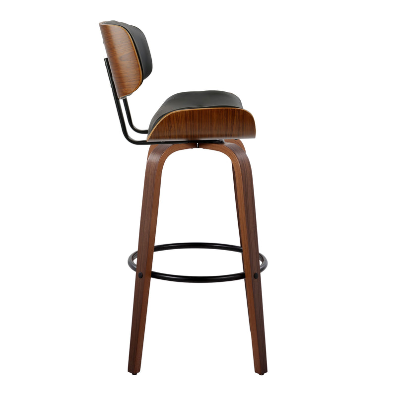 Lombardi - Mid-Century Modern Fixed Height Barstool With Swivel With Round Footrest (Set of 2)