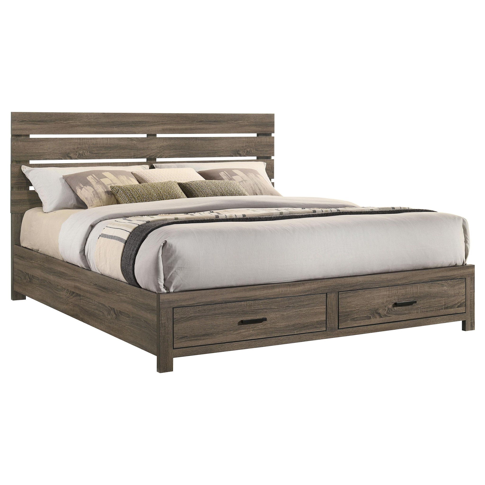 Brantford Wood Eastern King Storage Panel Bed Barrel Oak