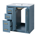 Ceramic Sink Combo, Freestanding Vanity Set With 3 Drawers & Soft Closing Doors