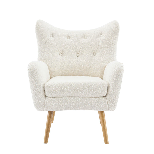 Mid - Century Modern Arm Chair With Wingback Design Wood Legs