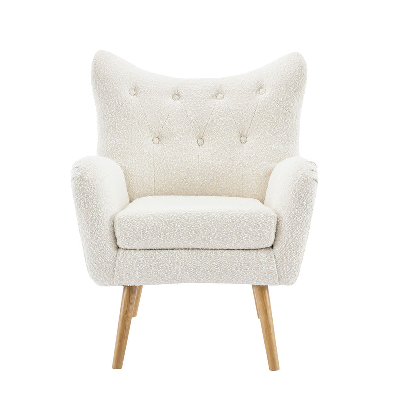 Mid - Century Modern Arm Chair With Wingback Design Wood Legs