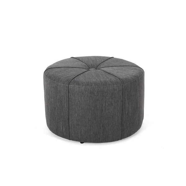 Contemporary Ottoman With Tonal Piping And Button Tuft Design