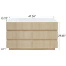 Fluted 6 Drawers Dresser, Double Dresser Chest Of Drawers, Modern Chest Of Drawers With LED, Drawer Organizer For Bedroom, Living Room, Hallway - Natural