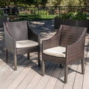 Outdoor Rattan Dining Chair With Straight Legs And Sloped Arms (Sey of 2)