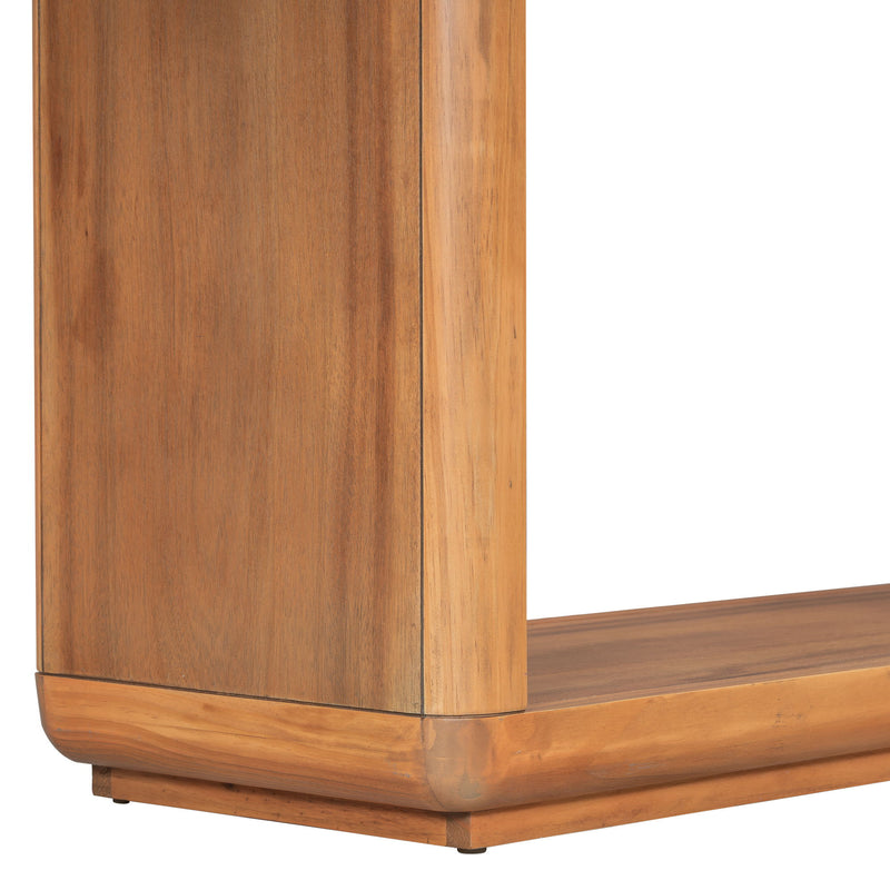 Console Table With Curved Corners And U Base Design - Natural Wood Veneer - Natural